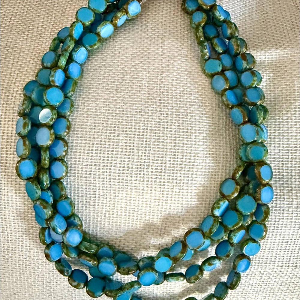 Nicole Miller Boutique 4-Strand Turquoise Disc Necklace | Early 2000s | 16”